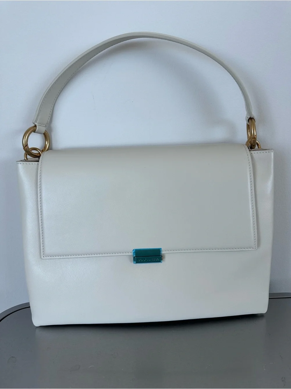 Bouguessa White Italian Leather Convertible Shoulder Crossbody Bag